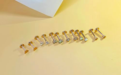 16G Monroe Lip Piercing Jewelry Labret Studs Tragus Hoop Earrings Nose Piercing Flat Back Helix Earring - color: rose gold, size: 16G*6mm