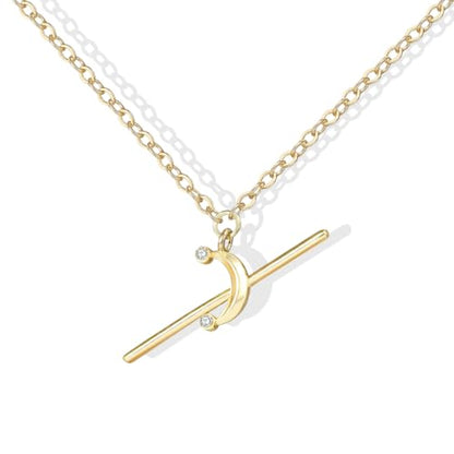 Pendant Necklace for Women, Fashion Jewelry, 14k Gold-Plated Star/Sun/Moon/Heart Set/Necklace Gift for Friends - color: Moon-G