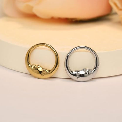 Cartilage Daith Earrings For Women Small 14K Gold Plated Hoop Hypoallergenic Helix Piercing Huggie Surgical Steel Diamond Implant Cubic Zirconia Prom Gift Jewelry - color: Style11-Gold, size: 16g-8mm