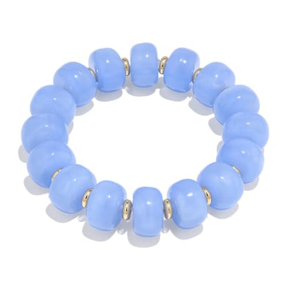 Chunky Beaded Bracelet for Women-Boho Bold Acrylic Resin Stretch Bracelets Trendy Summer Beach Elastic Bangle Vacation Jewelry Accessories - color: Style 1-Blue