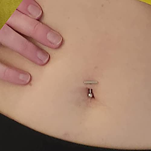 QWALIT Belly Button Rings 14G Surgical Steel Belly Rings CZ Opal Navel Piercing Jewelry for Women Girls 3/8" 10mm Silver Rose Gold - color: B21- clicker+ T bar-7pcs silver