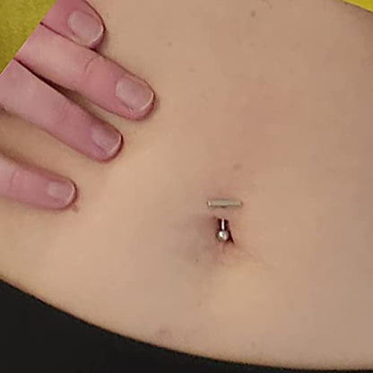 QWALIT Belly Button Rings 14G Surgical Steel Belly Rings CZ Opal Navel Piercing Jewelry for Women Girls 3/8" 10mm Silver Rose Gold - color: B21- clicker+ T bar-7pcs silver