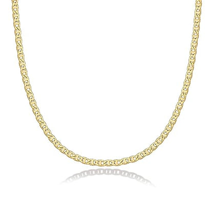PAVOI 14K Gold Plated Adjustable Link Chain Necklace for Women | Box Rope Sphere Bead Serpentine Anchor Mariner Gold Chain Necklaces - color: Yellow Gold, style: Mariner Link