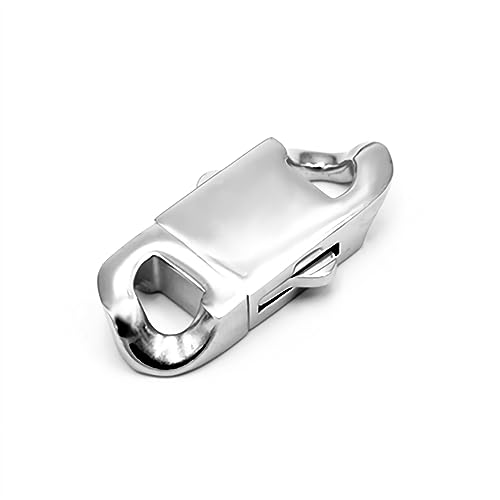 2 Sets Stainless Steel Spring Cuban Link Clasps for Chain Bracelet and Necklace Buckle Jewelry Making Supplies (13mm Wide, Mirror Steel) - size: 13mm Wide
