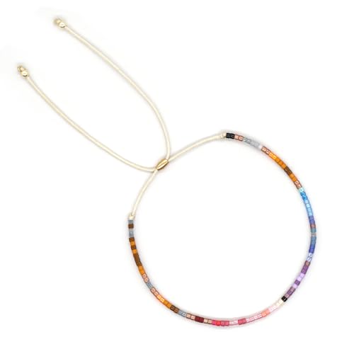 Adjustable Miyuki Beaded Bracelet for Women, Double Row Miyuki Beads | Miyuki beads, adjustable fit, braided construction, double-row design, party styling, bracelet jewelry for casual styling - color: colors04