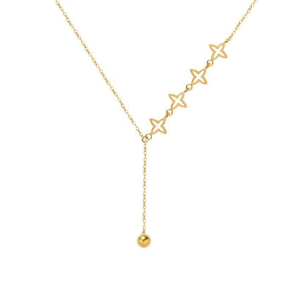 18K Gold Plated Pendant Necklaces - Dainty Minimalist, Waterproof, Non-Tarnish Fashion Jewelry for Women - style: Leaf Clover Y Lariat