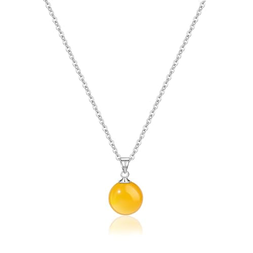 Natural Jade Necklace for Women Sterling Silver Adjustable Handmade Green Jade Pendant Necklaces Healing Crystal Necklace Good Luck Gift for Her - style: Citrine Necklace