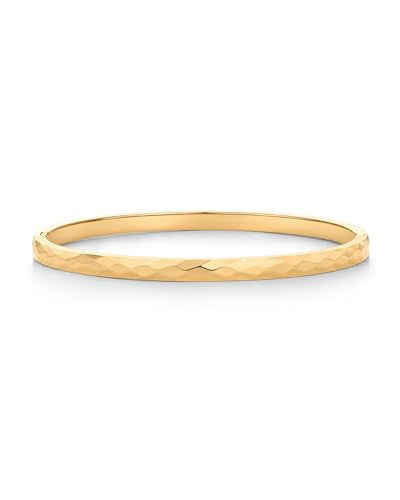 PAVOI Waterproof Bangle Bracelets for Women - 14K Gold Plated Quilted Bangle Stack - Stainless Steel Dainty Gold Bracelet Trendy Summer Fashion Jewelry - color: Yellow Gold, size: 6.5 Inches