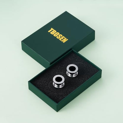 TBOSEN Precise Dimensions Stainless Steel Set Double|Single Flare Tunnel Screw Gauge Ear Expander Stretching Kit Piercing Mixed Size - color: Silver-Screw Fit, size: 9mm