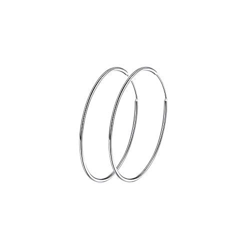 Chic 925 Sterling Silver Big Hoop Earrings Minimalist Round Circle Endless Large Huggie Hoops Statement Earrings 50/60/70/90mm Hypoallergenic Fashion Jewelry Gifts for Women Girls - style: 30mm