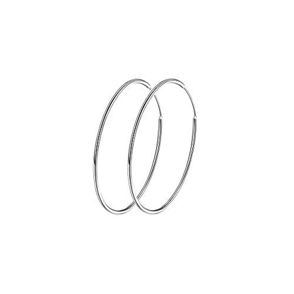 Chic 925 Sterling Silver Big Hoop Earrings Minimalist Round Circle Endless Large Huggie Hoops Statement Earrings 50/60/70/90mm Hypoallergenic Fashion Jewelry Gifts for Women Girls - style: 30mm