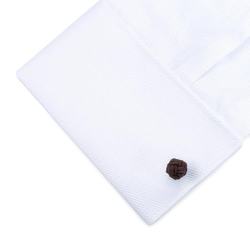 HONEY BEAR Round Silk Knot Elastic Fabric Cufflinks for Men Women 1 Pair | Wedding Business, Tarnish-Resistant, for Groomsmen, Father, Husband, Wife, Anniversary, and Formal Events - style: Brown
