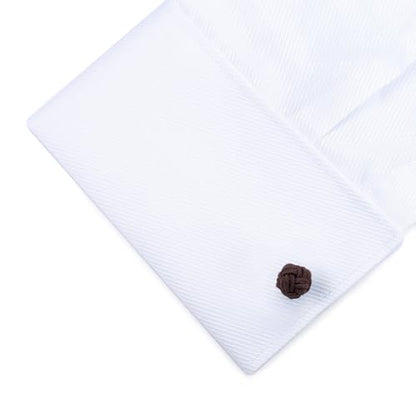 HONEY BEAR Round Silk Knot Elastic Fabric Cufflinks for Men Women 1 Pair | Wedding Business, Tarnish-Resistant, for Groomsmen, Father, Husband, Wife, Anniversary, and Formal Events - style: Brown