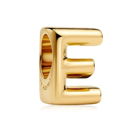 Gold Letter Charms A-Z for Bracelets 925 Sterling Silver Alphabet Initial Charms Beads Jewelry Gifts for Women - color: E