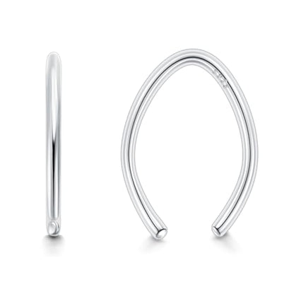 CHIC & ARTSY 925 Sterling Silver Open Hoop Earrings Small Hoop Earrings for Women Half Hoop Cartilage Piercing Adjustable Huggie Earrings - color: C:Silver 6mm