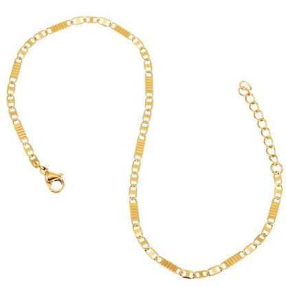 Gold Stainless Steel Anklet Chain for Women Adjustable Ankle Bracelet Fashionable Simple Design, Round mold chain - color: Gold+ Figure eight chain, size: 22+3cm