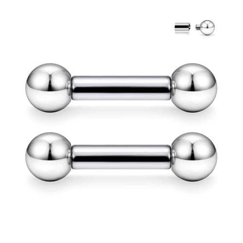 Ruifan Grade 23 Titanium Internally Threaded Nipple Piercing Jewelry Barbell Ring PA Tongue Rings Nipple Straight Body Piercing Jewelry for Women Men 16G 14G 12G 8G 6G 4G 2G - size: 4GA - 5/8" (16mm)