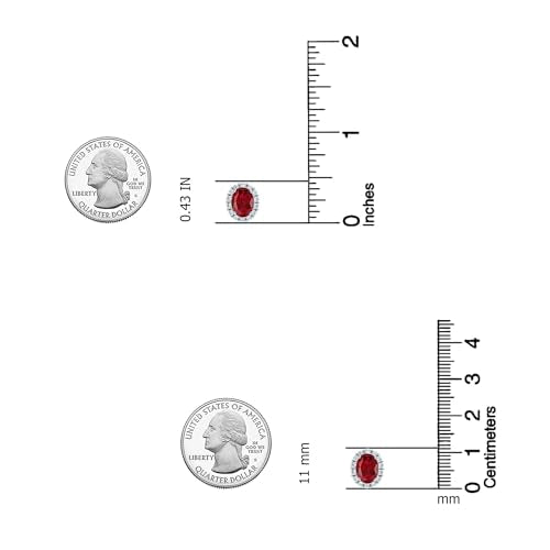 LeCalla 925 Sterling Silver Cubic Zirconia Stud Earrings for Women | Classic CZ Silver Earrings Jewelry | Birthday Anniversary Valentine’s Day Gift for Her, Wife, Mom - color: Oval Halo CZ Ruby