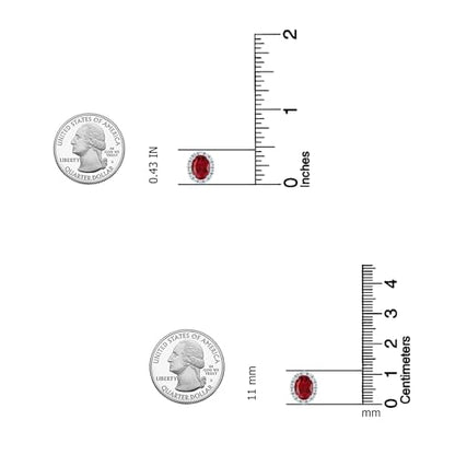 LeCalla 925 Sterling Silver Cubic Zirconia Stud Earrings for Women | Classic CZ Silver Earrings Jewelry | Birthday Anniversary Valentine’s Day Gift for Her, Wife, Mom - color: Oval Halo CZ Ruby