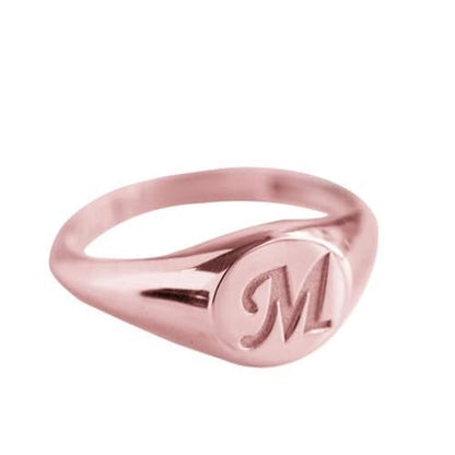 Customized 925 Silver Letter Ring Personalized Initial Jewelry Custom Signet Ring - color: Rose Gold-Copper Material