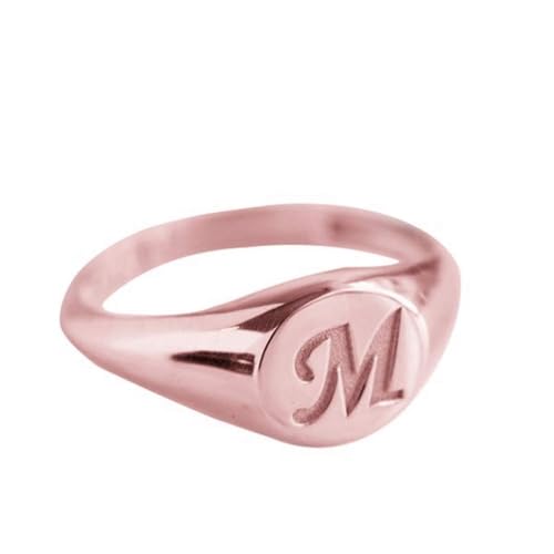 Customized 925 Silver Letter Ring Personalized Initial Jewelry Custom Signet Ring - color: Rose Gold-Copper Material