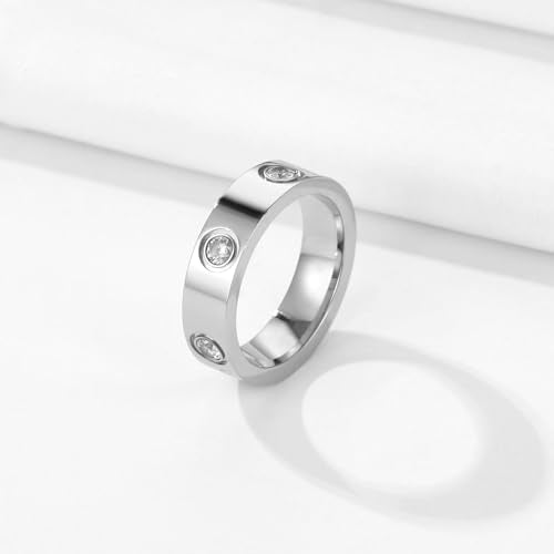 YCSLYW Ladies Stainless Steel Ring Love Friendship Ring Golden high polishing, low allergy Wedding Jewelry Valentine's Day Birthday Gift, 5-10 - color: Love Silvery, size: 5