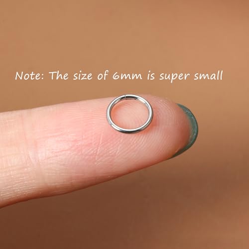 20G 18G 16G Titanium Nose Ring Hoop, Cartilage Hoop Earrings for Women Men Silver Gold Nose Ring Septum Ring Tragus Conch Helix Daith Lip Piercing Jewelry 6mm/7mm/8mm/9mm/10mm - color: Silver-18g, style: 6mm