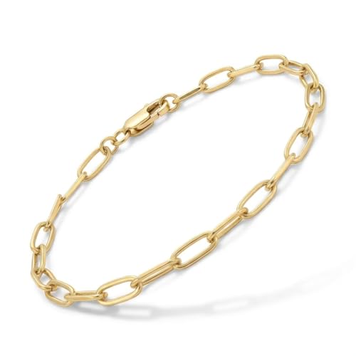 14K Gold Plated Paperclip Chain Jewelry for Women - Tarnish Resistant Minimalist Link Jewelry for Layering & Everyday Wear, Gift for Her - color: Gold-Bracelet