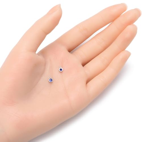 Adabele 2pcs Real 925 Sterling Silver CZ September Birthstone Drop 4mm | Tiny Small, Tarnish Resistant 92.5 Silver Sparkle Sapphire Blue Cubic Zirconia Charm Dangles Closed Loop Craft Jewelry Making - color: September, size: 4mm (0.16")/Tiny - 2pcs