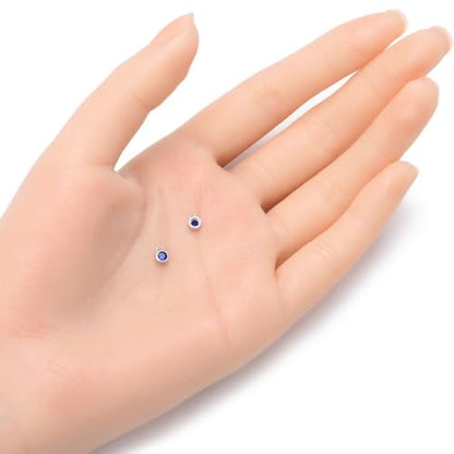Adabele 2pcs Real 925 Sterling Silver CZ September Birthstone Drop 4mm | Tiny Small, Tarnish Resistant 92.5 Silver Sparkle Sapphire Blue Cubic Zirconia Charm Dangles Closed Loop Craft Jewelry Making - color: September, size: 4mm (0.16")/Tiny - 2pcs
