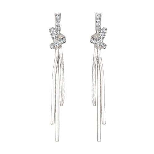 Gold Long Dangle Drop Earrings for Woman,Punk Sleek Metal Chain Tassel Earrings 70s/80s Disco Outfits Accessories Jewelry - color: 6:Silver