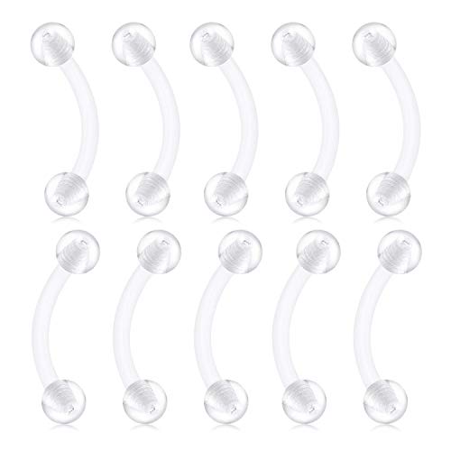 D.Bella 16G Clear Bioflex Acrylic Curved Barbell Eyebrow Rings Snake Eyes Tongue Belly Ring Mix Color CZ Piercing Retainer - style: Style C