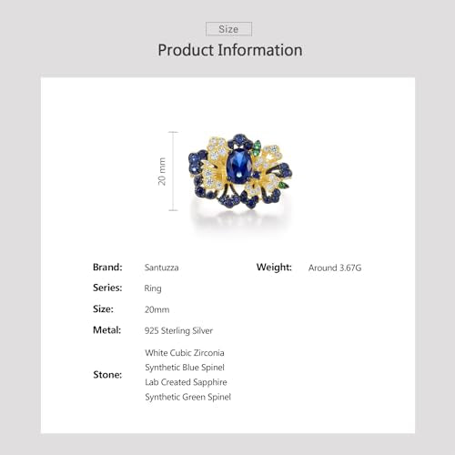 Santuzza Sterling Silver Gemstone Flower Ring for Women - color: [A]Peony-Blue & Yellow