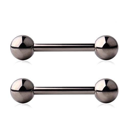 Grade 23 Titanium Externally Threaded Nipple Piercing Jewelry Barbell Ring Tongue Rings Nipple Straight Body Piercing Jewelry for Women Men 14G 16G 12mm 14mm 16mm 19mm - style: 16GA - 5/8" (16mm)