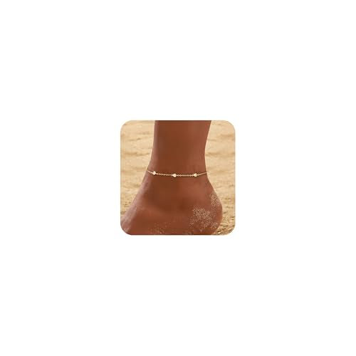 RLMOON Gold Silver Anklets for Women CZ Ankle Bracelets 14K Gold Plated | Waterproof Layered Stackable Clover Butterfly Tennis Chain Anklet Non Tarnish Trendy Summer Beach Foot Jewelry - color: Silver anklet E