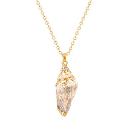 Aobei Pearl 18K Gold Plated Moon Star Lion Evil Eye Love Heart Cross Pendant Necklace Medallion Paperclip Chian Choker Layering Jewery for Women - color: Colorful Conch