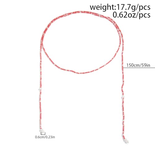 GYRMMUE Colorful Seed Bead Lariat Necklace for Women Boho Y Drop Beaded Choker Adjustable Multi Strand Wrap Necklaces Dainty Long Tassel Rice Bead Necklaces Everyday Party Jewelry - color: Pink