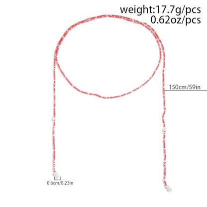 GYRMMUE Colorful Seed Bead Lariat Necklace for Women Boho Y Drop Beaded Choker Adjustable Multi Strand Wrap Necklaces Dainty Long Tassel Rice Bead Necklaces Everyday Party Jewelry - color: Pink