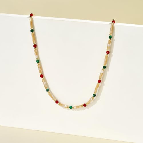 KissYan Beaded Choker Necklace for Women, Colorful Natural Gemstones Pearl Choker 14K Gold Plated Pendant Healing Crystal Necklace Handmade Stone Jewelry Gift | 14K Gold Plated Pendant Necklaces, Natural Gemstones Pearl Choker, Healing Crystal Chain, Hand