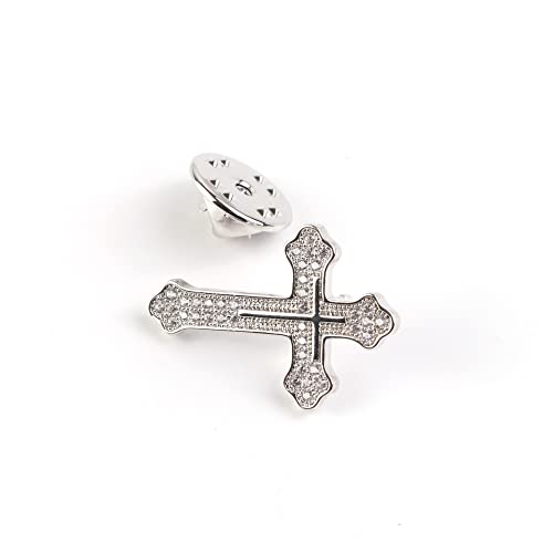 Men's Tie Pins Lapel Pins Brooches Suit Accessories - color: 1pcs cross silver
