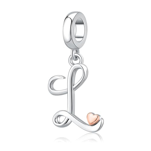 Letter Charms for Pandora Bracelets 925 Sterling Silver Alphabet Initial Charms Bead Jewelry Gift for Women - style: Initial L