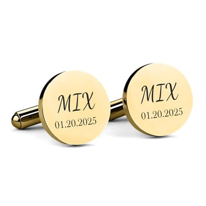 Custom Men’s Cufflinks - Personalized Cuff Links Initials/Names/Dates - 18K Gold Plated 304 Stainless Steel - Ideal Father’s Day & Christmas Gift for Men - style: Date Cufflinks