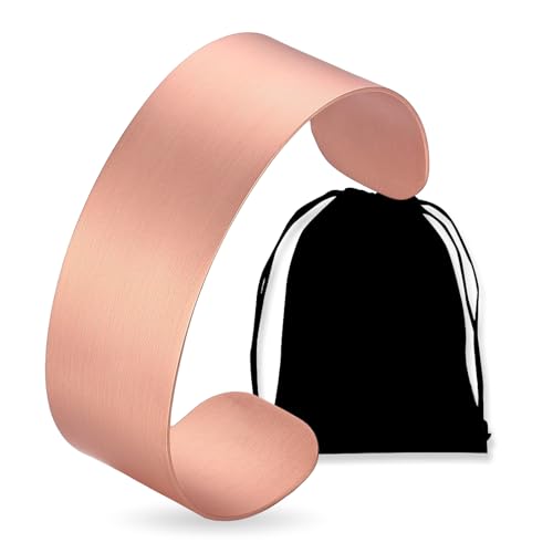 MagEnergy Copper Bracelet for Men Women, 100% Solid Copper Bracelets, Pure, Raw Handmade Hammered Copper Cuff Bangles Bracelet - color: Copper Plain 7inch