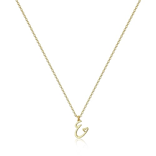 Tewiky Initial Necklace for Women-14k Gold Plated Dainty Letter Necklaces | Trendy Cute Custom Personalized Monogram Necklaces - color: gold, style: E