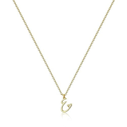Tewiky Initial Necklace for Women-14k Gold Plated Dainty Letter Necklaces | Trendy Cute Custom Personalized Monogram Necklaces - color: gold, style: E