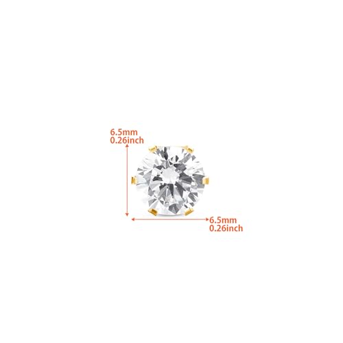 Orovi Round 14K Gold Earrings for Women in Solid 14K White Gold 585/14K Yellow Gold 585 with Ruby/Sapphire/Zirconia/Emerald Gemstones, Stud Earrings For Women,Women's Jewelry Delivered in Jewelry Box - color: 14K Yellow Gold/ Zirconia