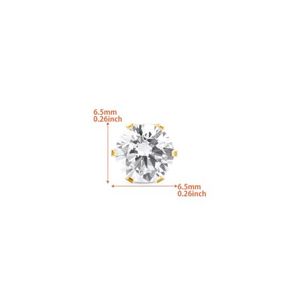 Orovi Round 14K Gold Earrings for Women in Solid 14K White Gold 585/14K Yellow Gold 585 with Ruby/Sapphire/Zirconia/Emerald Gemstones, Stud Earrings For Women,Women's Jewelry Delivered in Jewelry Box - color: 14K Yellow Gold/ Zirconia