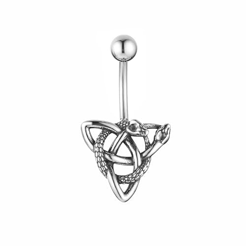 HZMAN Belly Button Rings for Women 14G Surgical Steel Belly Rings Gothic Celtic Knot Belly Rings Navel Piercing Jewelry - color: Celtic Knot wiht Snake