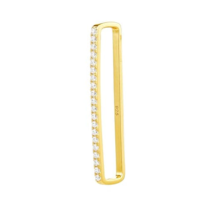 18k Gold Pave Bar CZ Diamond Clip On Cartilage No Piercing Stacking Ear Cuff