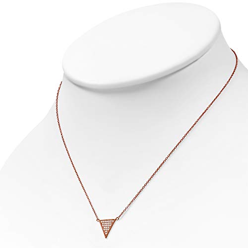 925 Sterling Silver White CZ Triangle Womens Pendant Necklace - color: Rose